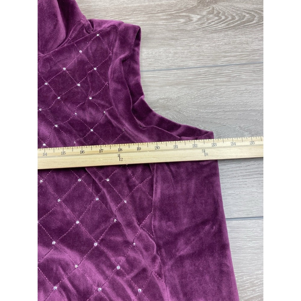 Quacker Factory Women's Diamond Pattern Studded Sleeveless Sweater Purple 1X New - Picture 7 of 8